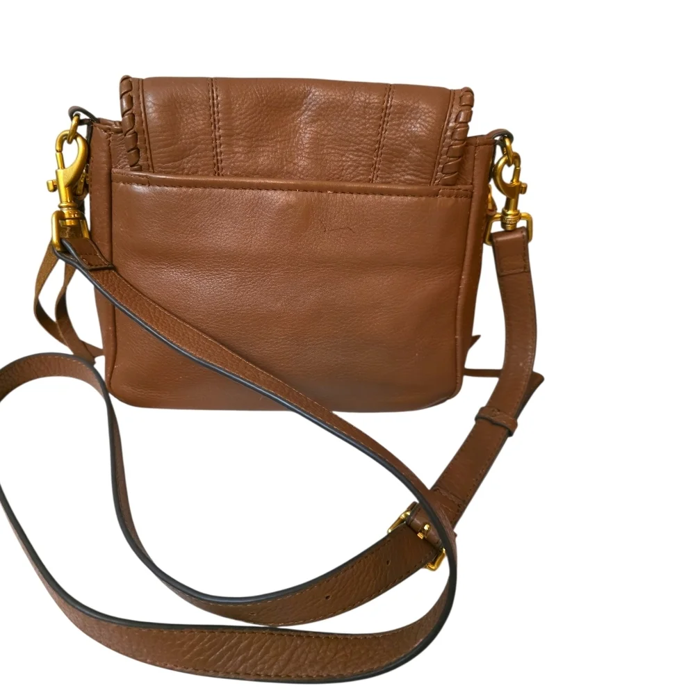 Aimee Kestenberg All For Love Current Cognac Leather Flap Crossbody Whipstitch - Picture 3 of 10
